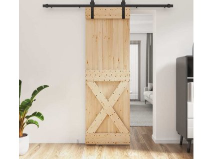 Posuvné dveře s kováním 70 x 210 cm masivní borové dřevo [3202998]