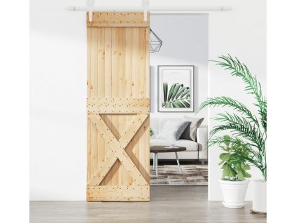 Posuvné dveře s kováním 70 x 210 cm masivní borové dřevo [3203223]