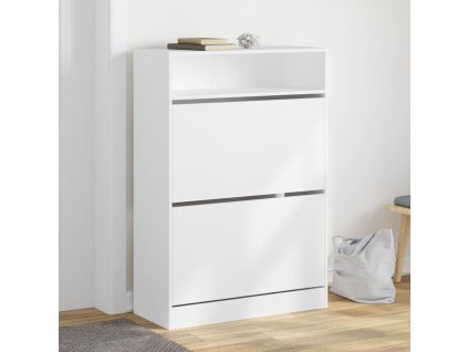 Botník se 2 výklopnými zásuvkami 80 x 34 x 116 cm [3214406] (Barva Bílá)