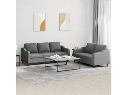 2dílná sedací souprava s poduškami textil [3201835] (Barva Tmavě šedá)