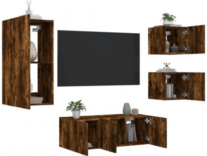 5dílná obývací stěna s LED kompozitní dřevo [3216829]