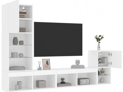 4dílná obývací stěna s LED kompozitní dřevo [3216661]