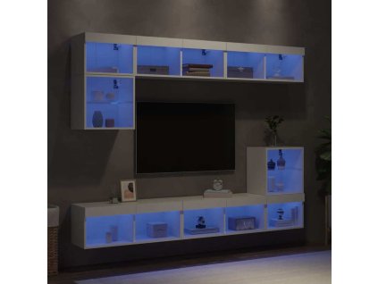 8dílná obývací stěna s LED kompozitní dřevo [3216668] (Barva Bílá)