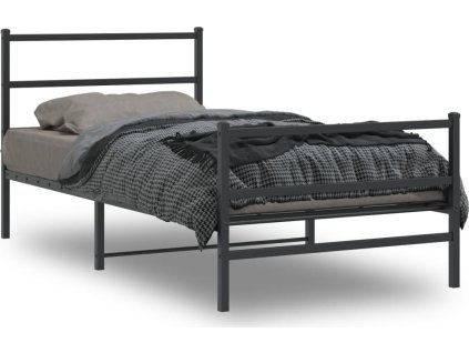 Kovový rám postele s hlavovým a nožním čelem 107 x 203 cm [355379]
