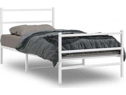 Kovový rám postele s hlavovým a nožním čelem 100 x 190 cm [355426]
