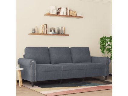 3místná pohovka 180 cm samet [359540] (Barva Tmavě šedá)