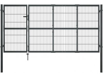 Zahradní plotová brána se sloupky 350 x 120 cm ocel [142570]