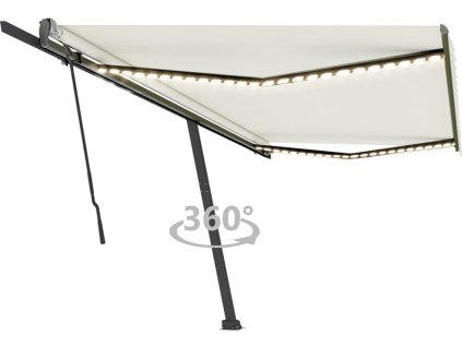 Ručně zatahovací markýza s LED světlem 500 x 350 cm [3069861] (Barva Modro-bílá)