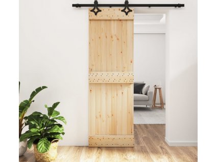Posuvné dveře s kováním 70 x 210 cm masivní borové dřevo [3203124]