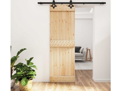Posuvné dveře s kováním 70 x 210 cm masivní borové dřevo [3203139]