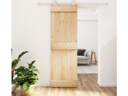 Posuvné dveře s kováním 70 x 210 cm masivní borové dřevo [3203086]