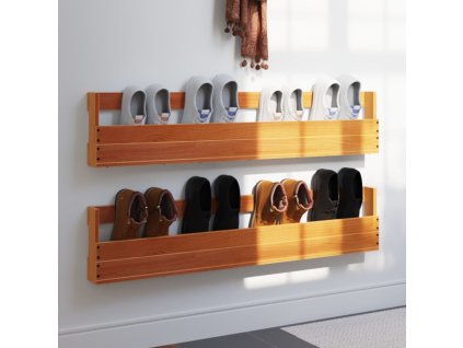 Nástěnné botníky 2 ks 110x9x23 cm masivní akáciové dřevo [844490] (Barva Voskově hnědá)