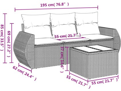 4dílná zahradní sedací souprava s poduškami polyratan [3221065]