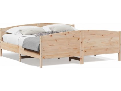 Rám postele s čelem voskově 200x200 cm masivní borovice [3216161]