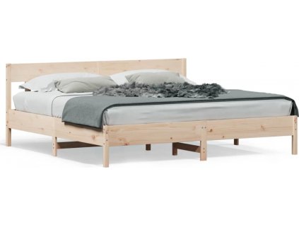 Rám postele s čelem voskově 200x200 cm masivní borovice [3216200]