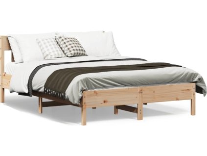 Rám postele s čelem voskově 150 x 200 cm masivní borovice [842642]