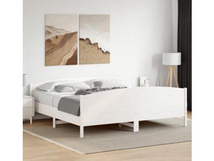 Postel bez matrace voskově 180 x 200 cm masivní borovice [3216165] (Barva Bílá)