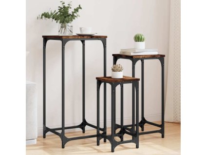 Hnízdové odkládací stolky 3 ks kompozitní dřevo [838940] (Barva Kouřový dub)