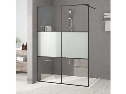 Sprchová zástěna walk-in 140x195 cm napůl mléčné ESG sklo [152109] (Barva Černá)