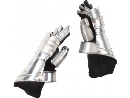 Středověké plátové rukavice replika pro LARPy stříbrné ocel [286207]