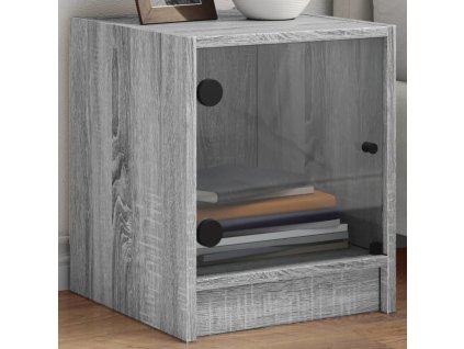 Noční stolek se skleněnými dvířky 35x37x42 cm [836353] (Barva Šedá sonoma)