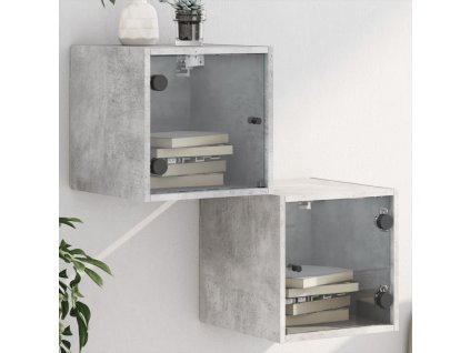 Noční stolky se skleněnými dvířky 2 ks 35 x 37 x 35 cm [836469] (Barva Betonová šedá)