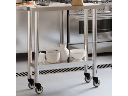 Kuchyňský pracovní stůl s kolečky 82,5x30x85 cm nerezová ocel [376460]