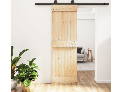 Posuvné dveře s kováním 70 x 210 cm masivní borové dřevo [3203064]