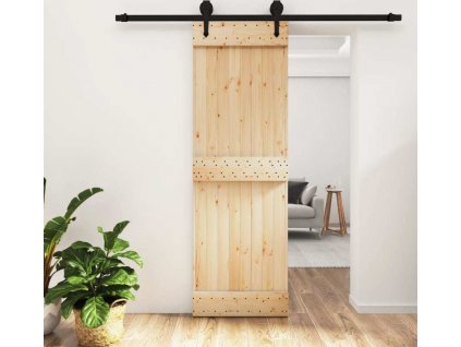 Posuvné dveře s kováním 70 x 210 cm masivní borové dřevo [3203230]