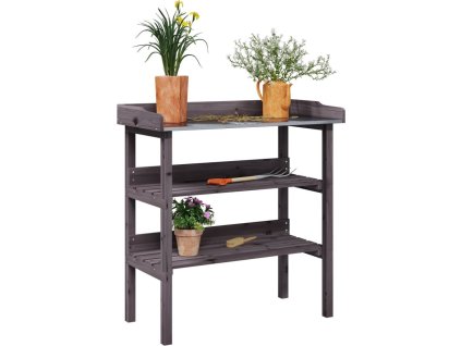 Přesazovací stůl s policemi 78x38x82,5 cm masivní jedle [156354] (Barva Šedá)