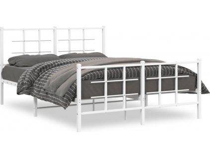 Kovový rám postele s hlavovým a nožním čelem 135 x 190 cm [355627]
