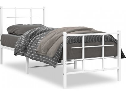 Kovový rám postele s hlavovým a nožním čelem 75 x 190 cm [355618]