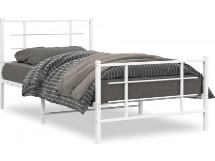 Kovový rám postele s hlavovým a nožním čelem 100 x 200 cm [355623]