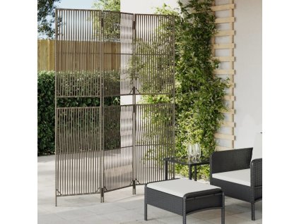 Dělicí stěna 3 panely polyratan [365390] (Barva Šedá)