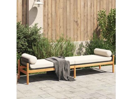 Zahradní lavice s poduškou polyratan akácie [366299] (Barva Černá)