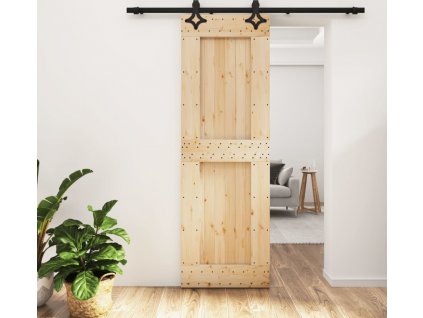 Posuvné dveře s kováním 70 x 210 cm masivní borové dřevo [3203145]