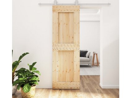 Posuvné dveře s kováním 70 x 210 cm masivní borové dřevo [3203090]