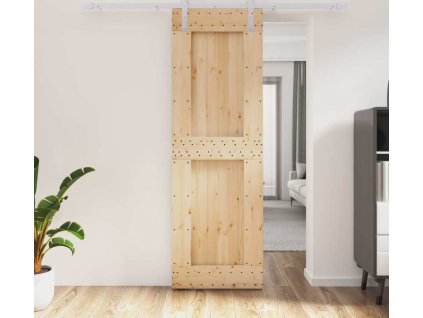 Posuvné dveře s kováním 70 x 210 cm masivní borové dřevo [3203032]