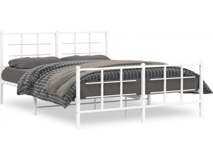 Kovový rám postele s hlavovým a nožním čelem 150 x 200 cm [355630]