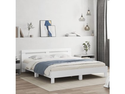Rám postele s čelem 180 x 200 cm kompozitní dřevo [3207399] (Barva Bílá)
