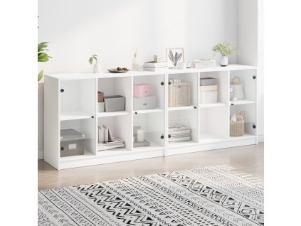 Knihovna s dvířky 204 x 37 x 75 cm kompozitní dřevo [3206537] (Barva Hnědý dub)