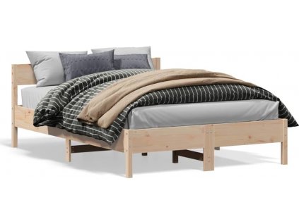 Rám postele s čelem 140 x 200 cm masivní borové dřevo [842750]
