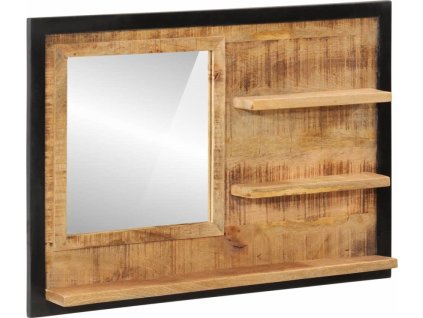 Zrcadlo s policemi 80x8x55 cm sklo a masivní mangovníkové dřevo [358578]