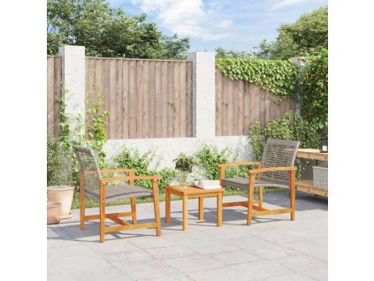 Zahradní židle 2 ks šedé polyratan a akáciové dřevo [367596]