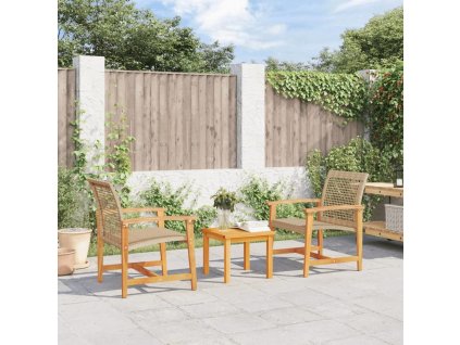 Zahradní židle 2 ks béžové polyratan a akáciové dřevo [367597]