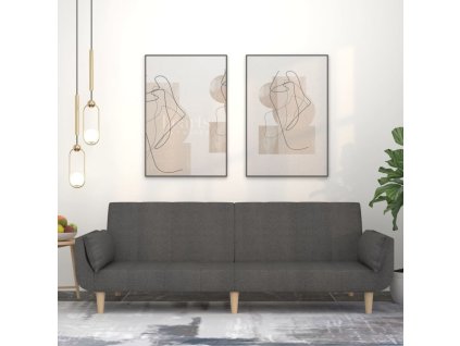 2místná rozkládací pohovka se 2 polštáři textil [375870] (Barva Tmavě šedá)