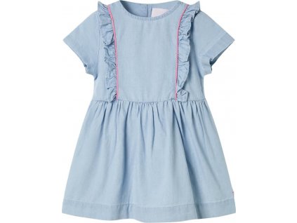 Dětské šaty s volánky bledě modré 116 [10906]