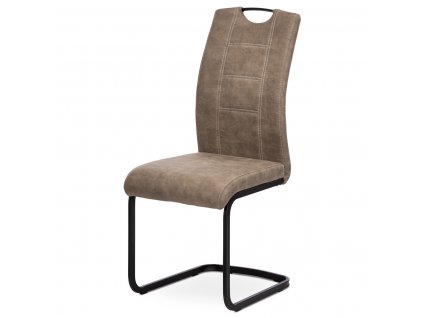 Jídelní židle POPI, lanýžová látka v dekoru vintage kůže/kov černý