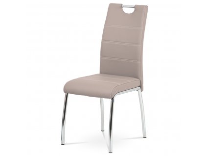 Jídelní židle NAOMI, lanýžová eko-kůže, bílé prošití,