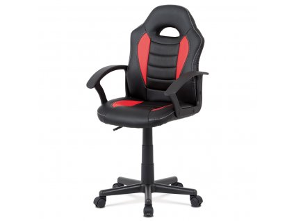 Kancelářská židle, červená-černá ekokůže, výšk. nast., kříž plast černý